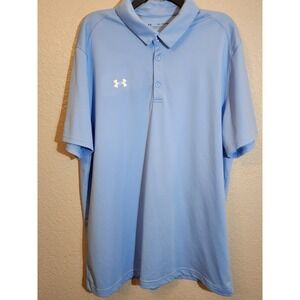 Under Armour Men's Size XXL 2XL Blue Polo Golf Shirt, Short Sleeve, Lightweight